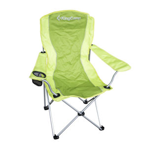 Campingová skladacia stolička KING CAMP oceľová s opierkami - zelená